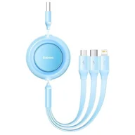 Złącza, przejściówki, adaptery - Baseus Bright Mirror 2 kabel przewód 3w1 USB Typ A - micro USB + Lightning + USB Typ C 3.5A 1.1m błękitny (CAMJ010017) - miniaturka - grafika 1