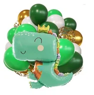 Baby shower i roczek - Balony z Dinozaurem Gotowy Zestaw na Urodziny Chłopca zielone dekoracje na Roczek Hel - miniaturka - grafika 1