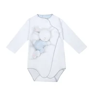 Body dla niemowląt - BSL-52830W/B Body niemowlęce Pupilek biały z niebieskim 86 - miniaturka - grafika 1