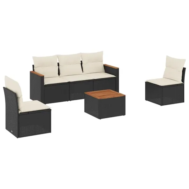 Zestaw mebli ogrodowych modułowych czarny rattan PE 55x62x69 cm