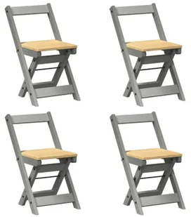 Komplet 4 składanych krzeseł z drewna sosnowego szary + miodowy brąz T7-C03 - Krzesła Komplet 4 składanych krzeseł z drewna sosnowego szary + miodowy brąz T7-C03 - Krzesła - miniaturka - grafika 1