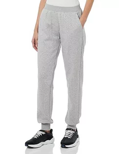 Spodnie damskie - Emporio Armani Damskie spodnie dresowe z mankietami Iconic Terry, jasnoszary melanżowy, XL - grafika 1