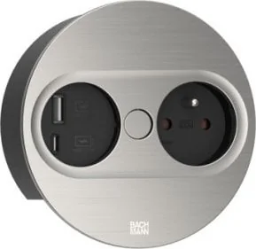 Bachmann BACHMANN TWIST 2 1xUTE 1xUSB A/C 22W 2.0m AEH stal nierdzewna wygląd okrągły - Gniazdka elektryczne - miniaturka - grafika 1