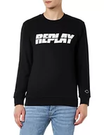Bluzy męskie - Replay bluza męska 100% bawełna, 098 BLACK, XXL - miniaturka - grafika 1