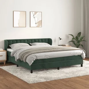 Łóżko kontynentalne z materacem, ciemnozielone, 180x200 cm Lumarko! - Łóżka - miniaturka - grafika 1