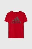Koszulki dla dziewczynek - adidas t-shirt bawełniany dziecięcy kolor czerwony z nadrukiem - miniaturka - grafika 1