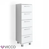 Szafki łazienkowe - Szafka łazienkowa stojąca, 5 szuflad, biała, mat, Vicco Ilias, 30x95x30 cm - miniaturka - grafika 1