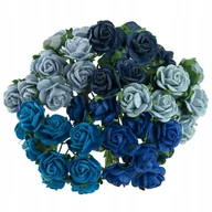 Zabawki kreatywne - KWIATY papierowe RÓŻYCZKI mix niebieski 20 mm - 50szt - miniaturka - grafika 1