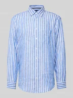 Koszule męskie - Koszula lniana o kroju regular fit z kołnierzykiem typu button down - miniaturka - grafika 1