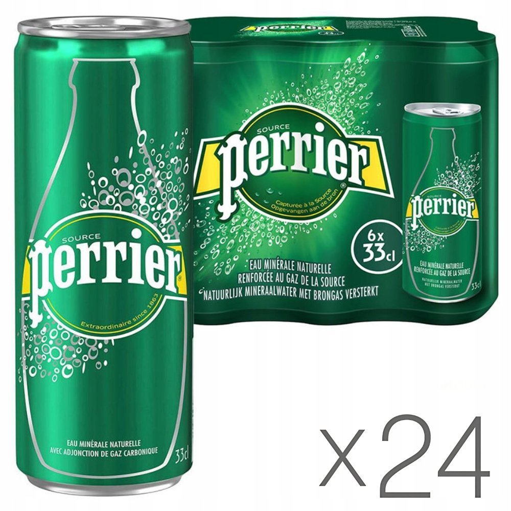 Perrier Woda Mineralna Gazowana Delikatnie Gazowana - Puszka - 24x0,33L