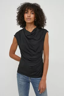 Bluzki damskie - Calvin Klein top damski kolor czarny gładka - grafika 1