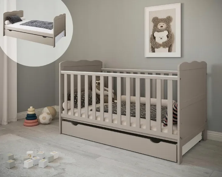 Łóżeczko / Tapczanik ISABEL 2w1 140x70 + szuflada : KASZMIROWE / BEŻOWE