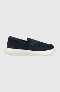 Tommy Hilfiger mokasyny zamszowe TOMMY HILFIGER HYBRID LOAFER męskie kolor granatowy FM0FM04440 - Mokasyny męskie - miniaturka - grafika 1
