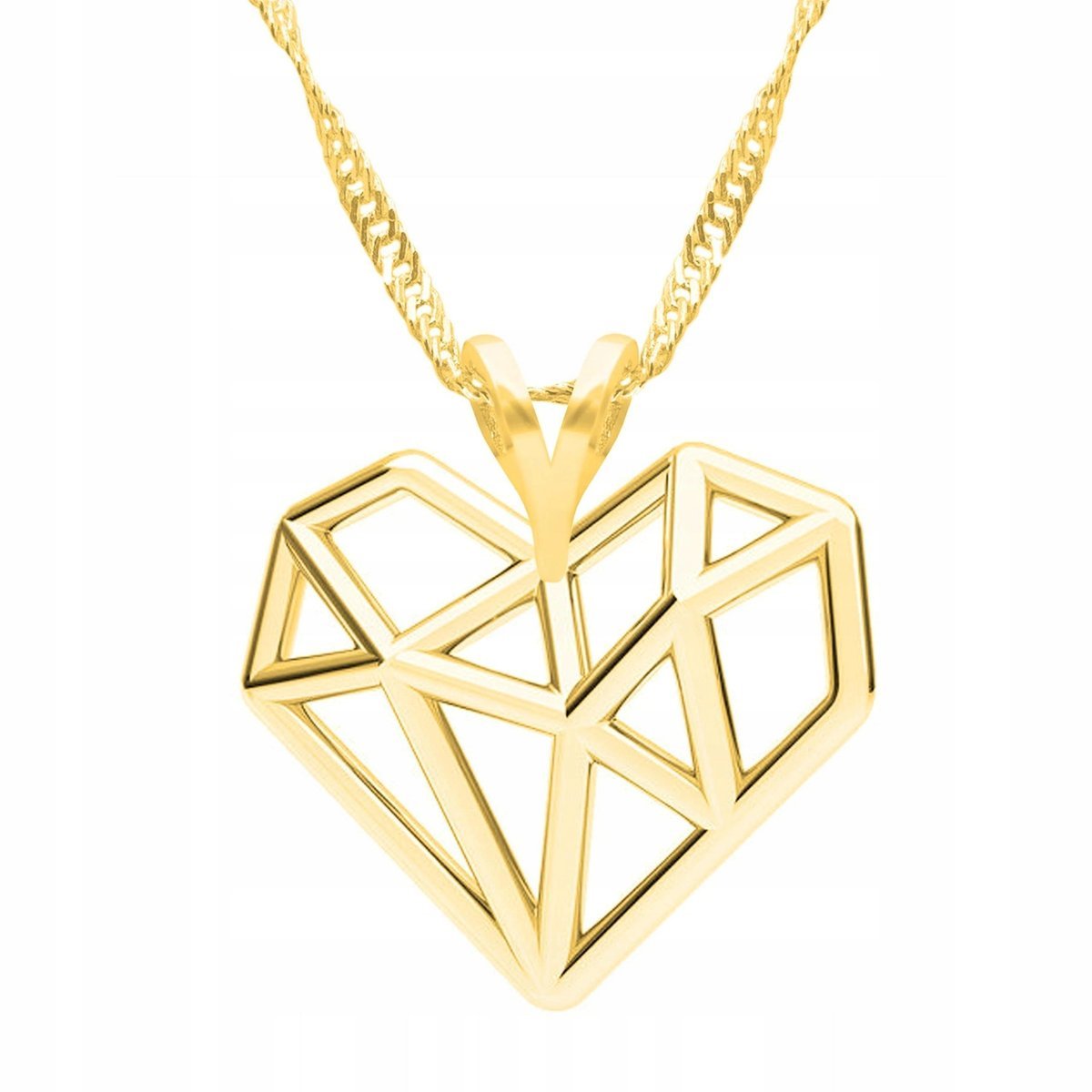 Złoty Naszyjnik Heart z Sercem Serduszkiem Serce Serduszko SREBRO 925