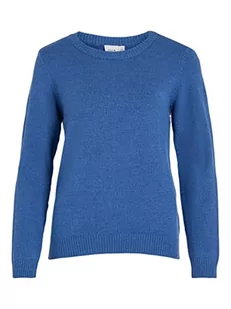 Vila Women's VIRIL O-Neck L/S Knit TOP-NOOS sweter, federal Blue/Szczegóły: ciemny melanż, XS, Niebieski pióro/szczegóły: ciemny melanż, XS - Swetry damskie - miniaturka - grafika 1