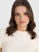 Koszulki i topy damskie - 4F T-shirt slim z waflowej dzianiny damski 4FRSS25TTSHF2749-11S Biały Roz. XS - miniaturka - grafika 1