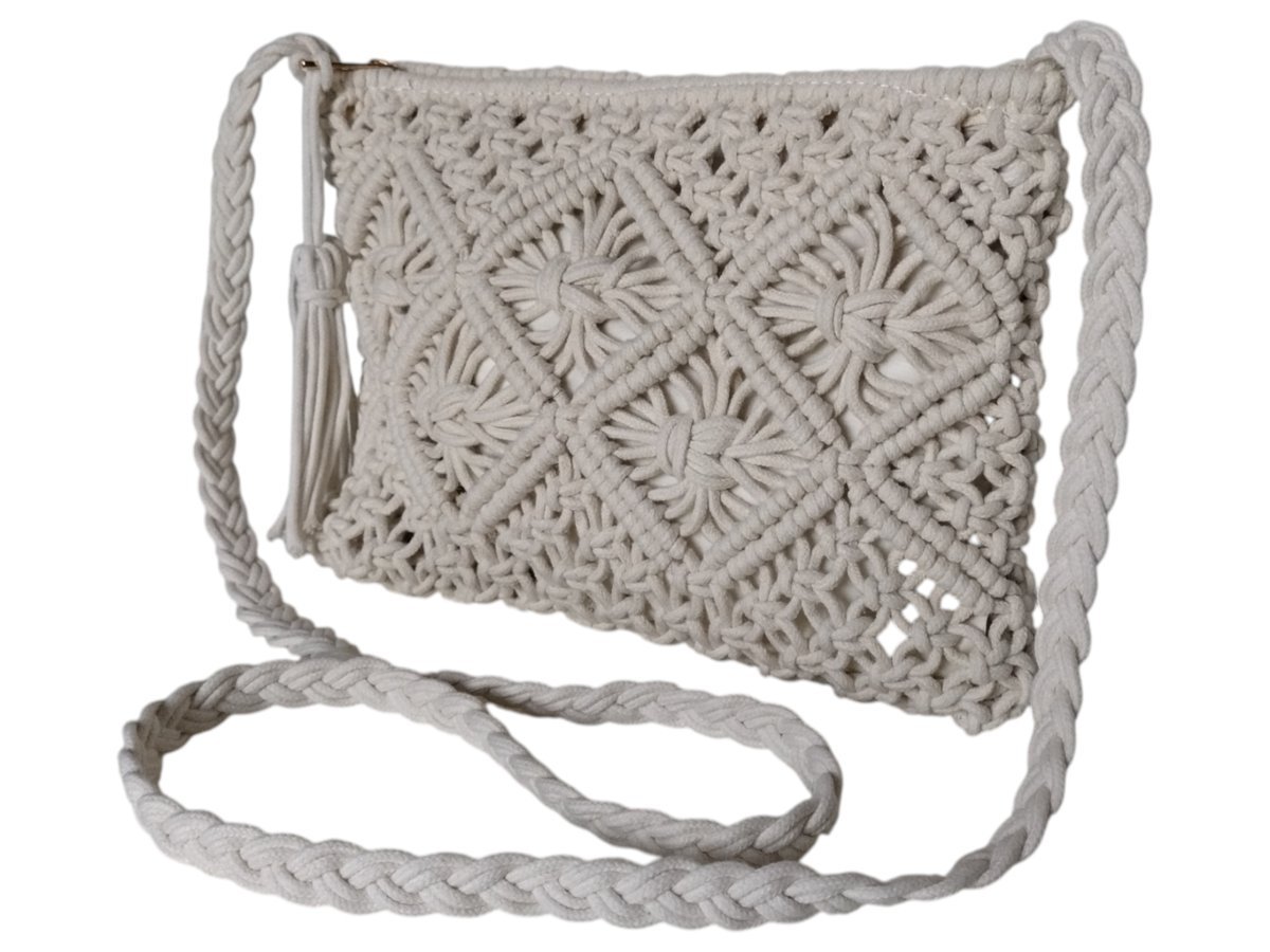 Damska Listonoszka Na Lato, Mała Torebka Na Ramię Z Tkaniny Biały