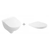 Miski WC - VILLEROY - BOCH 568810R1 + 9M38S101 O.NOVO Miska WC wisząca podwieszana o wymiarze 360x490 z odpływem poziomym i powłoką + deska sedesowa - miniaturka - grafika 1