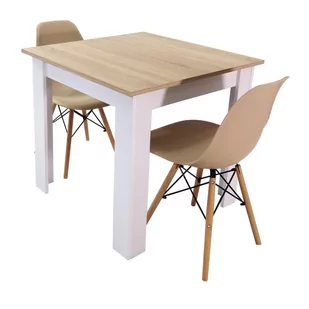 Zestaw stół Modern 80 SW i 2 krzesła Milano beżowe - Stoły z krzesłami - miniaturka - grafika 1