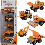 Samochody i pojazdy dla dzieci - ZESTAW POJAZDY BUDOWLANE AUTA METAL RESORAKI 5 SZT JM522-35 - miniaturka - grafika 1