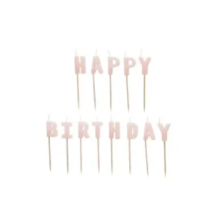 PartyDeco Świeczki Happy Birthday różowe 2,5cm 13szt - Urodziny dla dorosłych - miniaturka - grafika 1