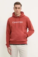 Bluzy męskie - Calvin Klein bluza bawełniana męska kolor pomarańczowy z kapturem z aplikacją K10K111345 - miniaturka - grafika 1