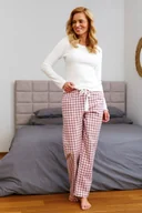 Piżamy damskie - Piżama damska ze spodniami w kratkę z flaneli - miniaturka - grafika 1