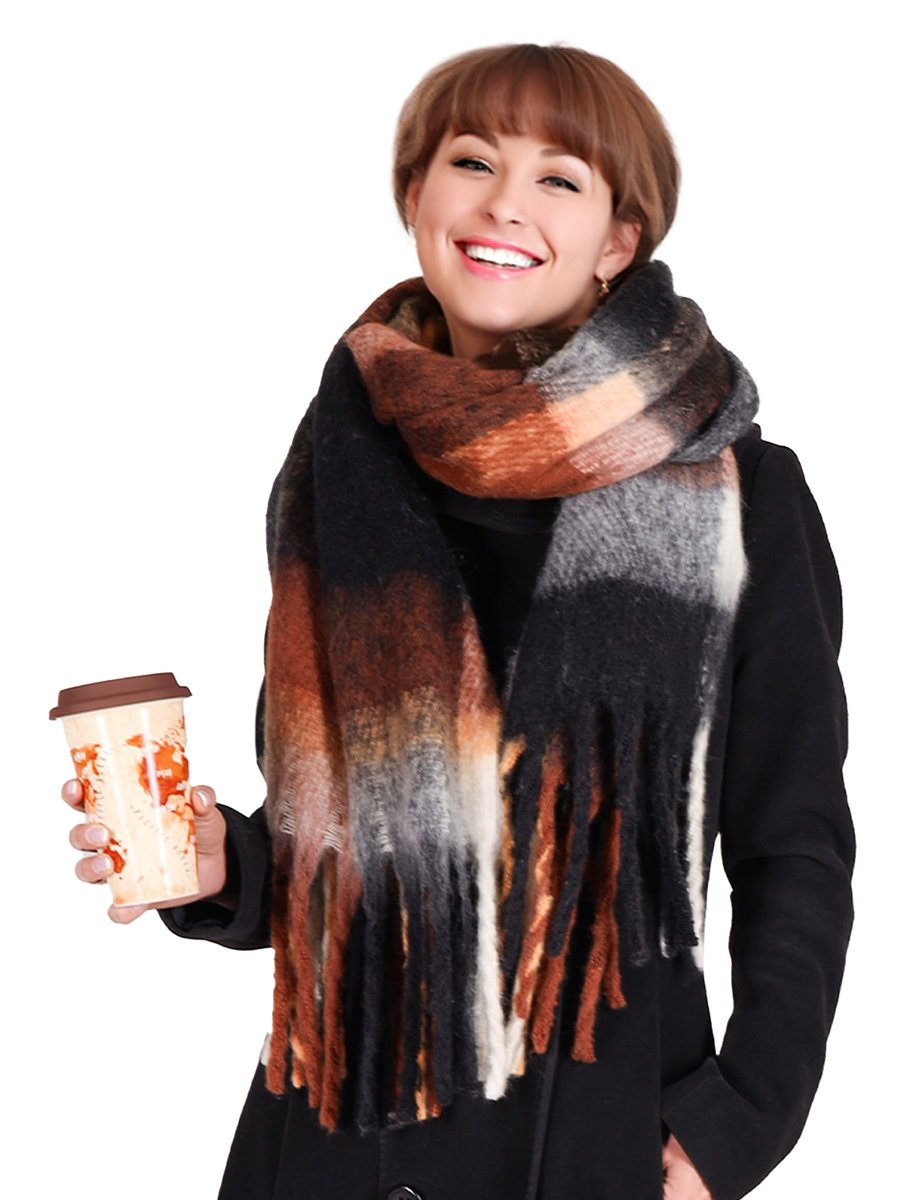 Szalik zimowy szal damski długi z frędzlami multikolor onesize YOCLUB