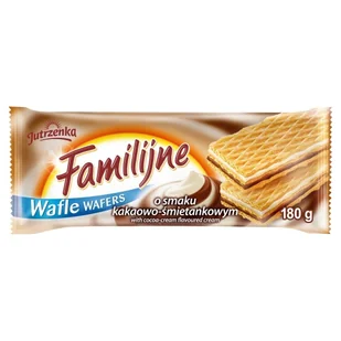 Jutrzenka Wafle Familijne o smaku kakaowo-śmietankowym 180 g - Ciastka - miniaturka - grafika 1