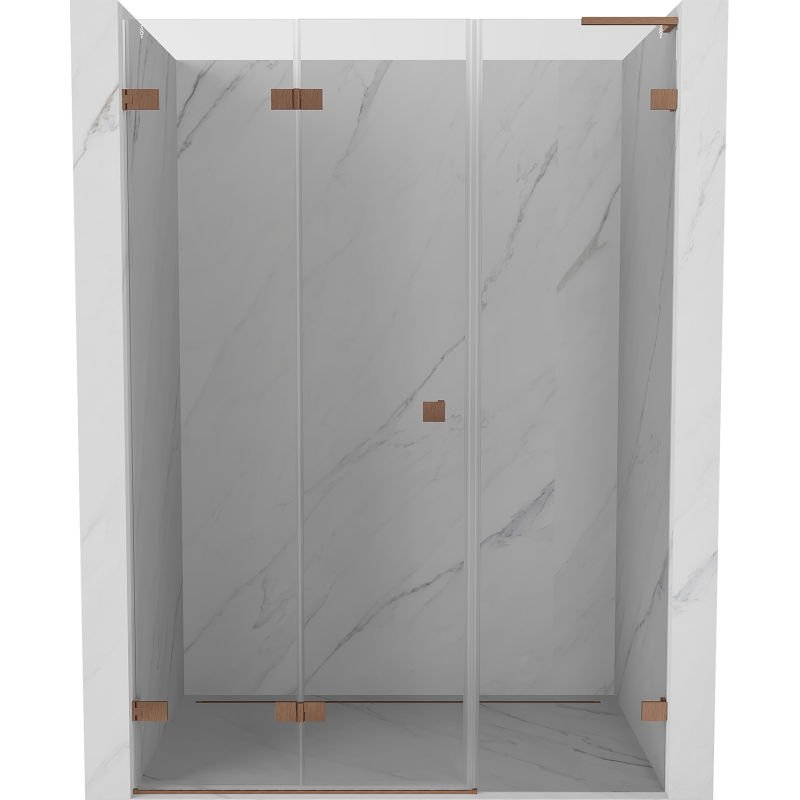Mexen Lunar-F L drzwi prysznicowe składane lewe 125 cm, transparent, miedź szczotkowana - 836SL-125-050-65-00-L