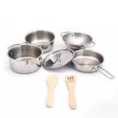Zabawy w naśladowanie dorosłych - Zestaw naczyń ze stali nierdzewnej - 7 sztuk - miniaturka - grafika 1
