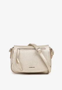 Złota Mała Torebka Listonoszka z Klapą i Srebrnym Wykończeniem Turila - Torebki damskie - miniaturka - grafika 1