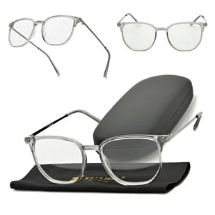 Plusy +2.75 szare okulary do czytania kwadratowe korekcyjne ST322 - Okulary korekcyjne, oprawki, szkła - miniaturka - grafika 1
