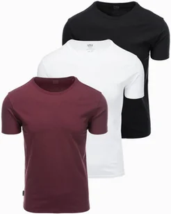 Zestaw bawełnianych t-shirtów męskich BASIC z okrągłym dekoltem czarny/biały/bordowy V6 OM-TSBS-0232 S - Koszulki męskie - miniaturka - grafika 1