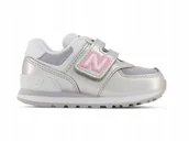 Buty dla dziewczynek - BUTY dziecięce NEW BALANCE 500 IV574LF1 21 rzepy / srebrne - miniaturka - grafika 1