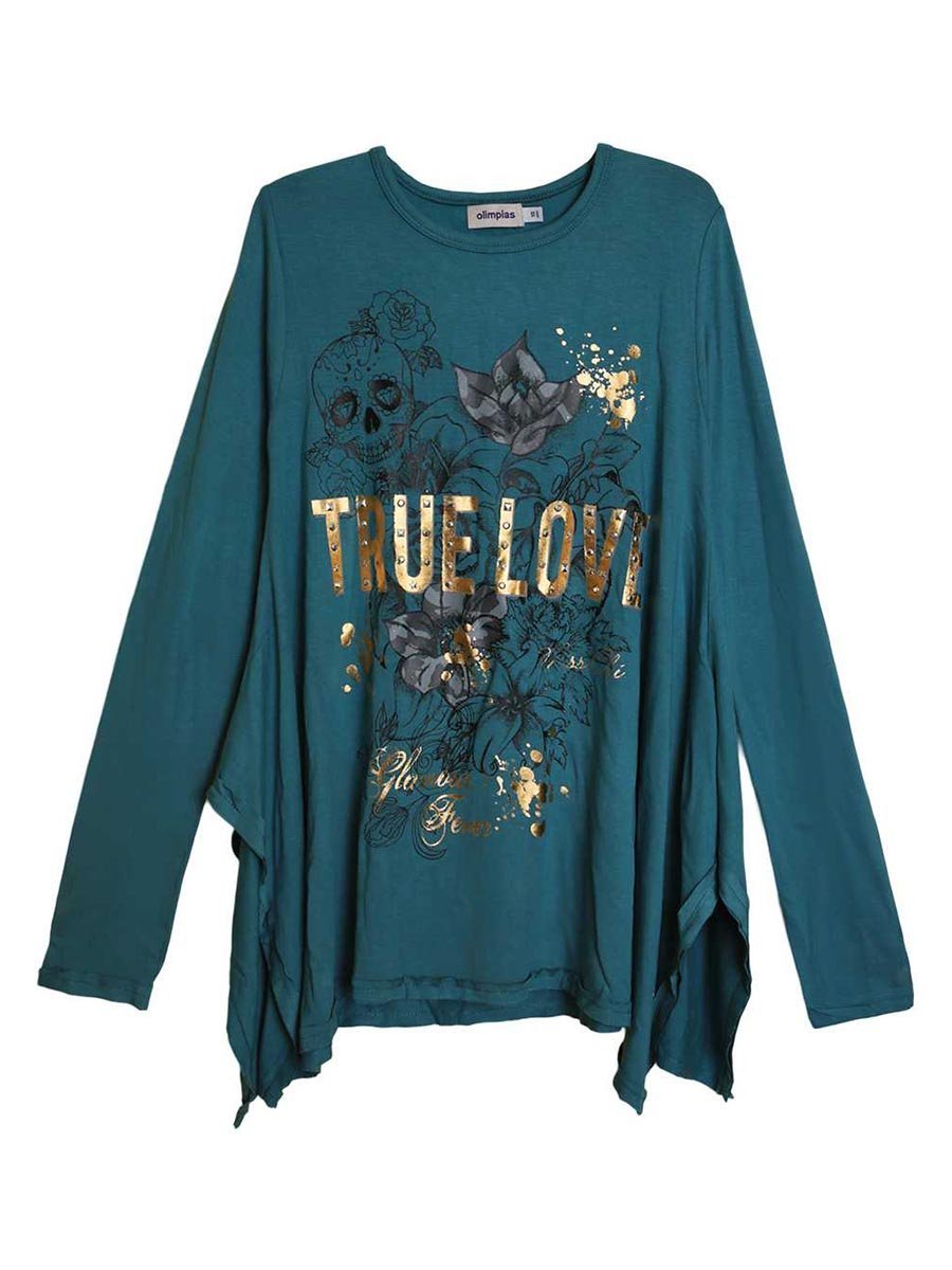 Dziewczęca bluzka z długim rękawem turkusowy Olimpias r.164