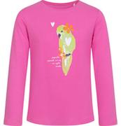T-shirt z długim rękawem dla dziewczynki, z papugą, różowy, 9-13 lat