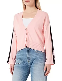 Swetry damskie - Love Moschino Damski sweter asymmentryczne długości kardigan, różowy, 38 - grafika 1
