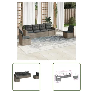 The Living Store 6-częściowa sofa ogrodowa z poduszkami z szarego polirattanu - Sofy ogrodowe The Living Store 6-częściowa sofa ogrodowa z poduszkami z szarego polirattanu - Sofy ogrodowe - miniaturka - grafika 1