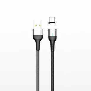 USAMS Kabel magnetyczny U28 microUSB 3A Fast Charge 1m pleciony szary/grey SJ328USB03 (US-SJ328) - Kable USB - miniaturka - grafika 1