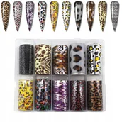 Ozdoby do paznokci - Folia Transferowa 10cmx4cm Zestaw Panterka, 10 szt. - miniaturka - grafika 1