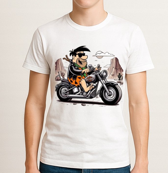 JASKINIOWCY FRED FLINSTON MOTOR ŚMIESZNA KOSZULKA PREMIUM M