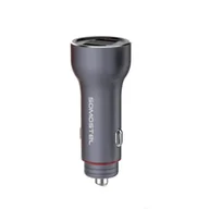 Ładowarki samochodowe - Ładowarka samochodowa do telefonu 2x USB 5A metalowa Somostel szara + kabel USB-C - miniaturka - grafika 1
