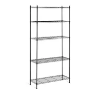 Szafy i regały magazynowe - Royal Catering Regał magazynowy druciany ażurowy kolor czarny 180x90x35cm do 150kg 1009673 - miniaturka - grafika 1