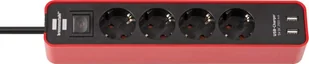 Brennenstuhl Ecolor 4x Power 2x USB 1.5m red (1153240076) - Listwy zasilające - miniaturka - grafika 1