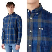 Koszule męskie - Wrangler 1 POCKET BUTTON DOWN Indigo NIEBIESKA KOSZULA W KRATĘ REGULAR M - miniaturka - grafika 1