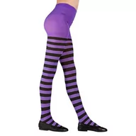 Dodatki do strojów karnawałowych - RAJSTOPY W CZARNO-FIOLETOWE PASKI-4-6 - miniaturka - grafika 1