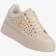 Sneakersy damskie - Sneakersy Damskie Ekoskóra Buty Na Platformie Beżowe MSMG LH201-8 Beżowy 38 - miniaturka - grafika 1