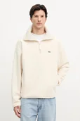 Bluzy męskie - Lacoste bluza polarowa męska kolor beżowy gładka SH5500 - miniaturka - grafika 1