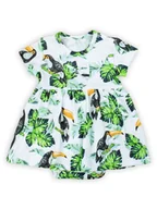 Body dla niemowląt - Niemowlęce sukienko-body z krótkim rękawem z motywem tukanów białe Nicol,r.74 - miniaturka - grafika 1